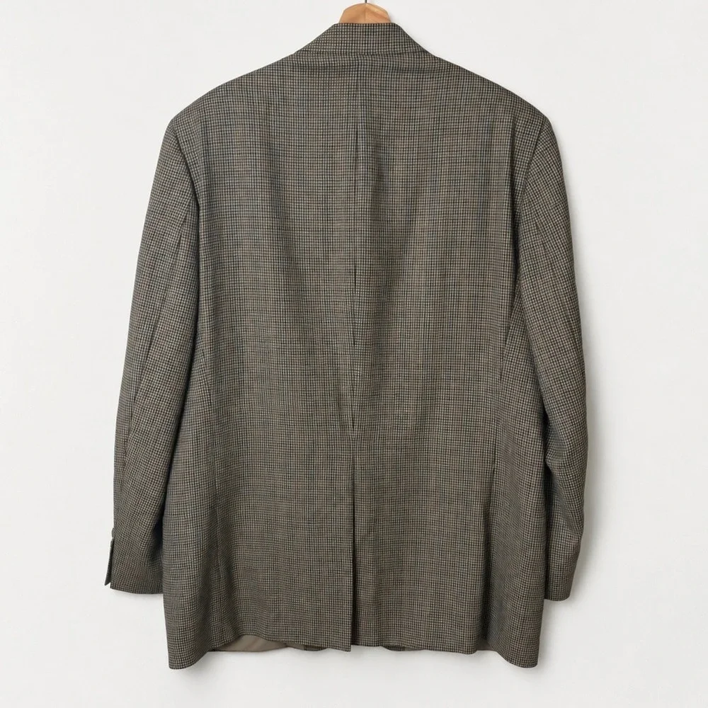 Lauren Ralph Lauren Brown Houndstooth Wool Blazer Sport Coat 44L Dark Academia